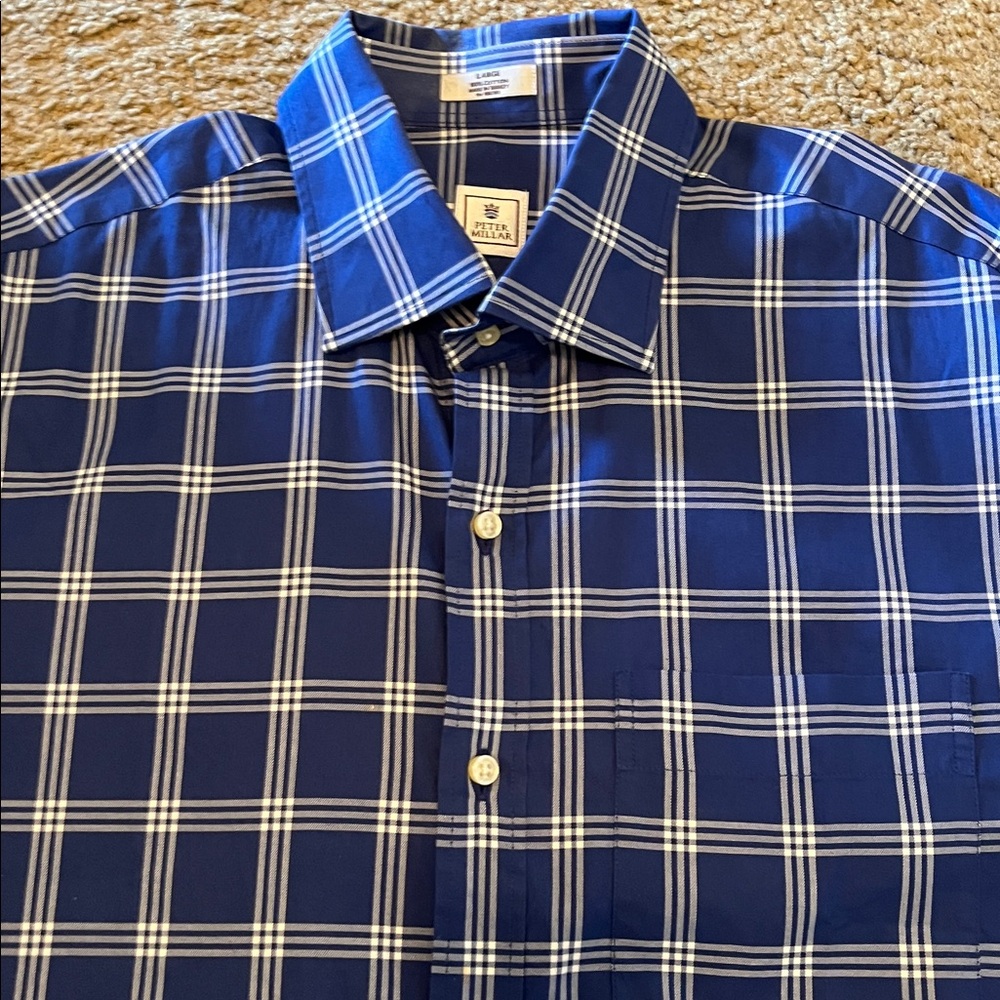 Peter Millar Navy and White Men's Shirt